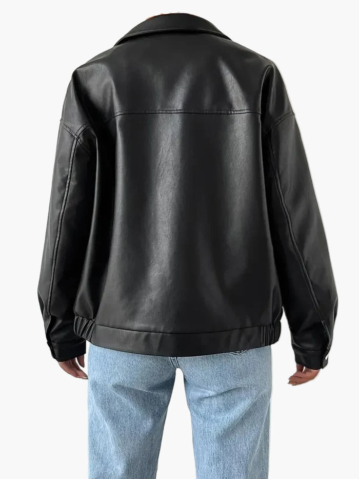 Women’s Faux Leather Zip-Up Jacket