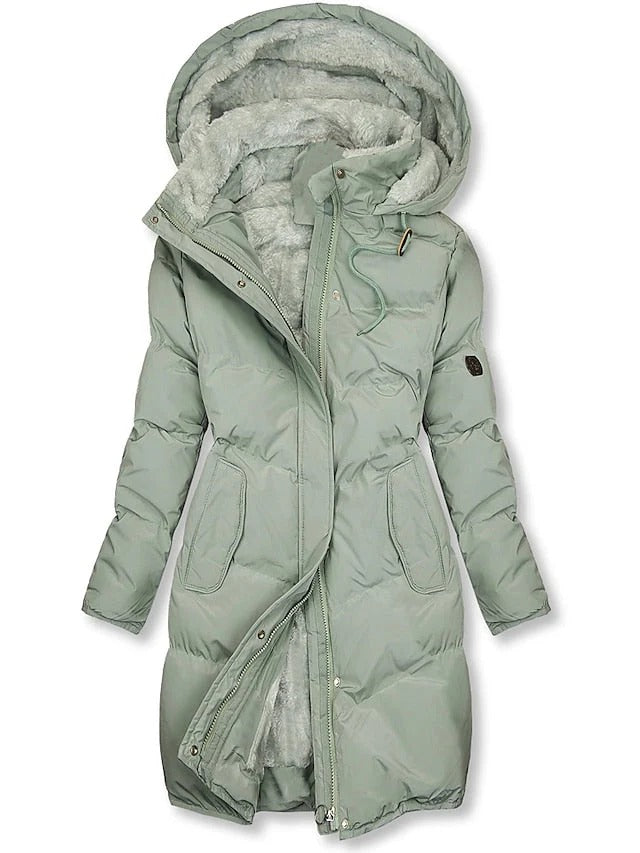 Women’s Long Hooded Puffer Coat – Soft Lined Winter Outerwear
