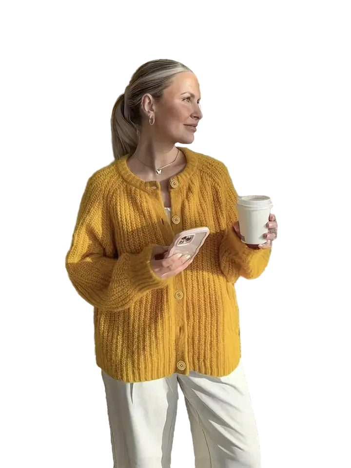 Women’s Oversized Ribbed Button-Front Cardigan