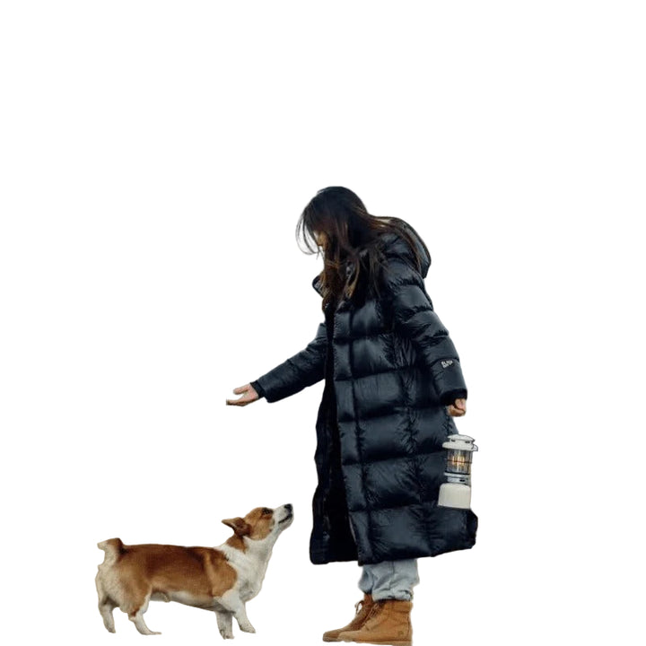 Women’s Long Quilted Puffer Coat – Hooded Winter Outerwear