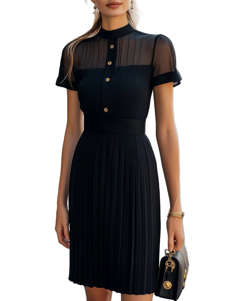 Women’s Margot Sheer Panel Pleated Midi Dress