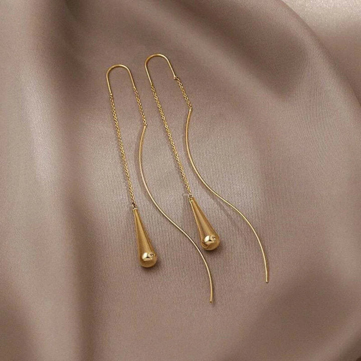 Women’s Gold-Plated Teardrop Tassel Earrings