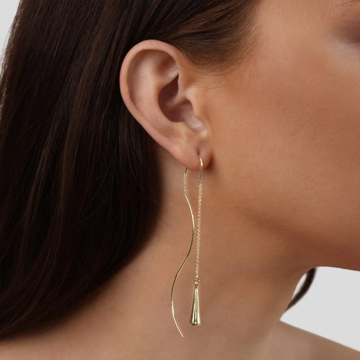 Women’s Gold-Plated Teardrop Tassel Earrings