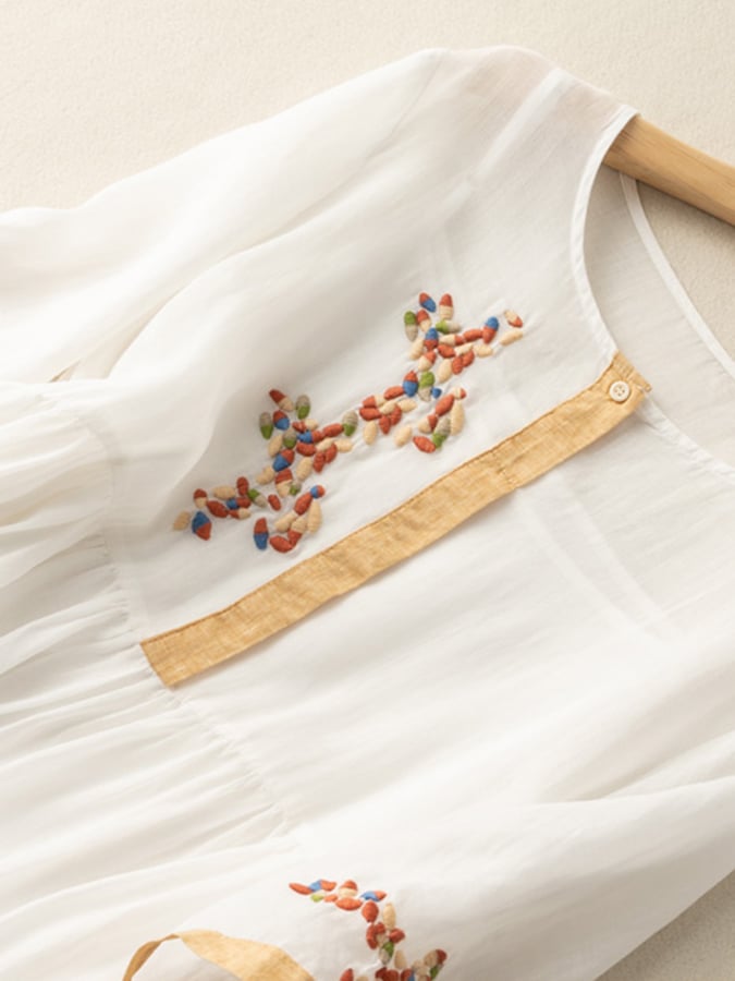 Women's Summer Embroidered Ethnic-Style Midi Dress