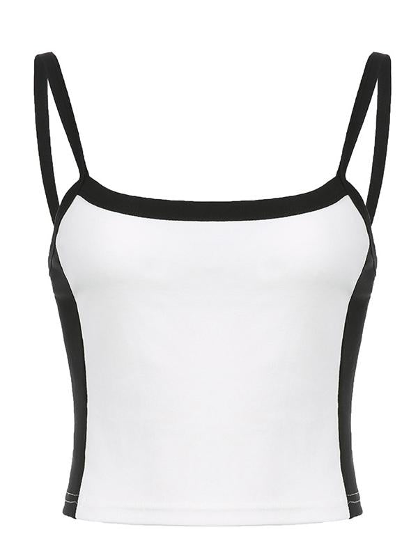 Women’s Vintage Cropped Cami Top with Contrast Stripe
