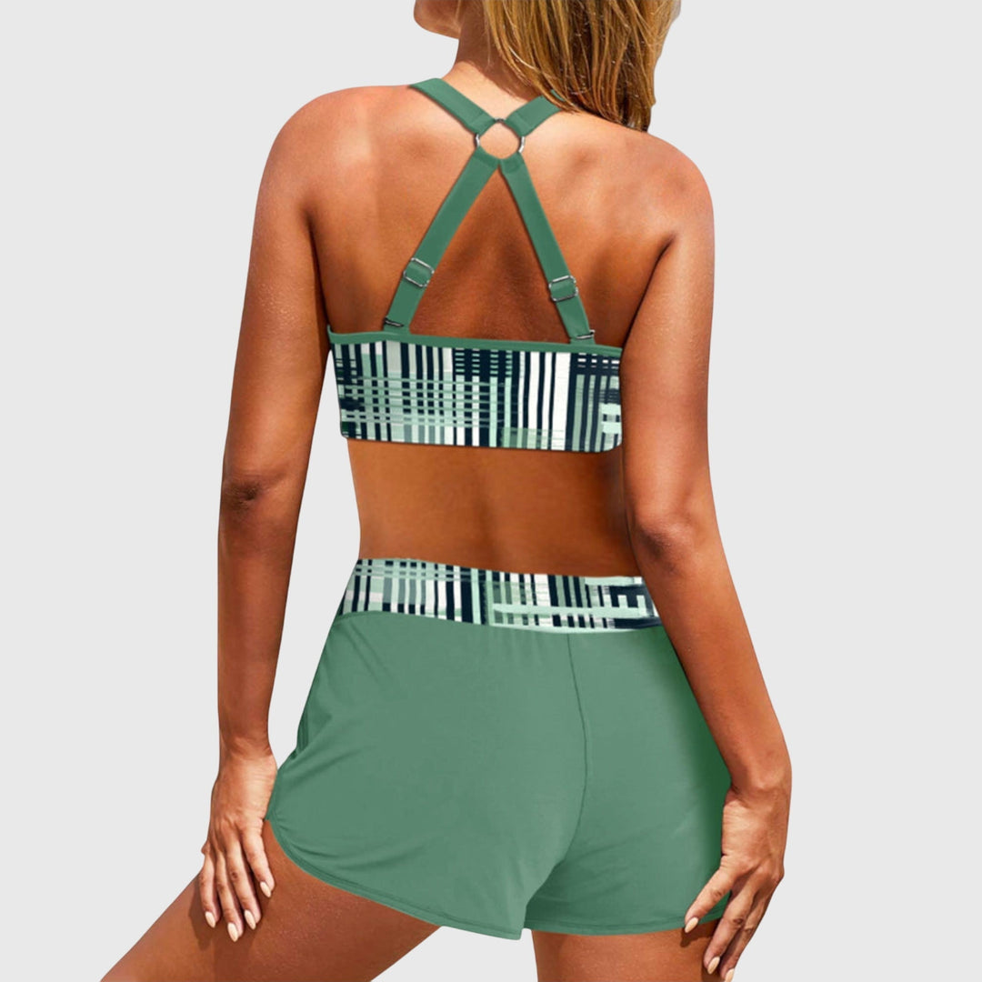 Women’s Ribbed High-Waisted Bikini Swimsuit