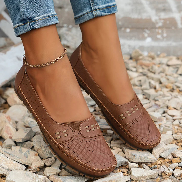 Ariella - Perforated Slip On Loafers