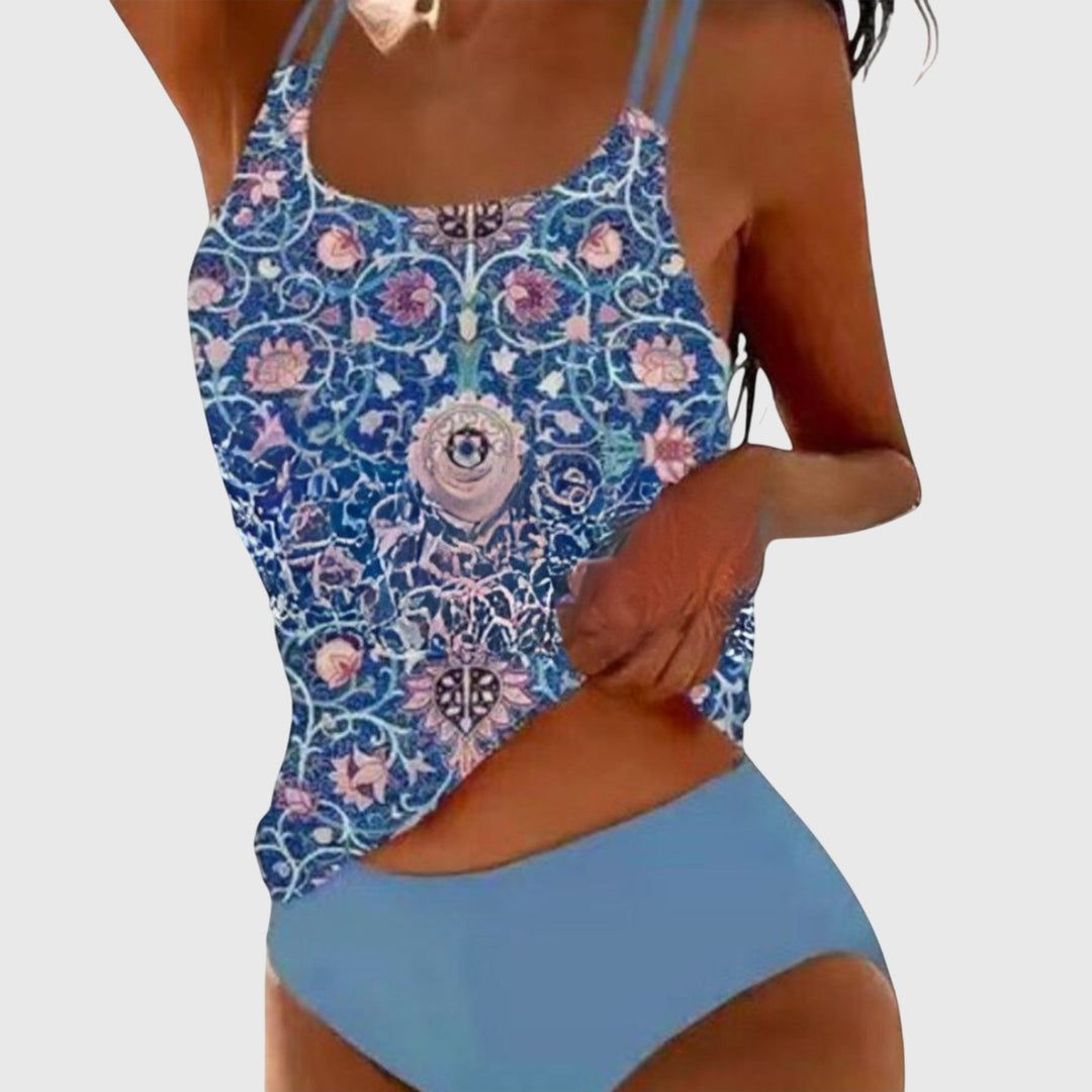 Women's Printed Strappy Tankini Swimsuit