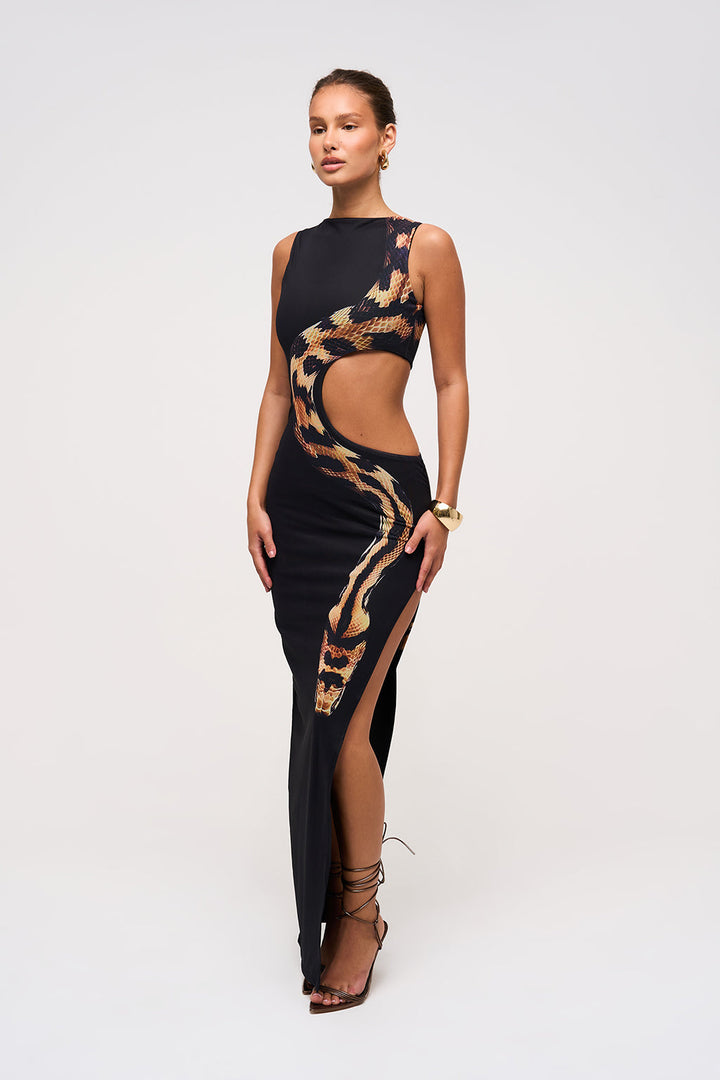 Serpentine Cut-Out Maxi Dress