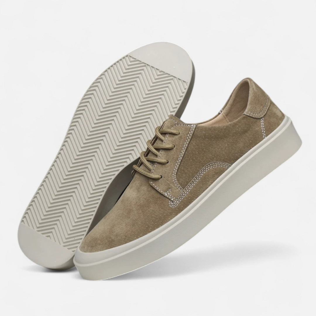 Men’s Textured Casual Sneakers - Low Top Lace-Up Flat Sole Walking Shoes