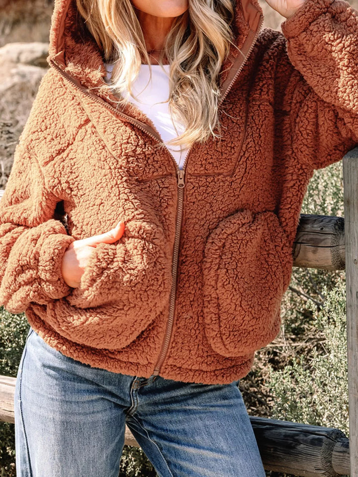 Marjorie Women’s Relaxed-Fit Zip-Up Teddy Jacket