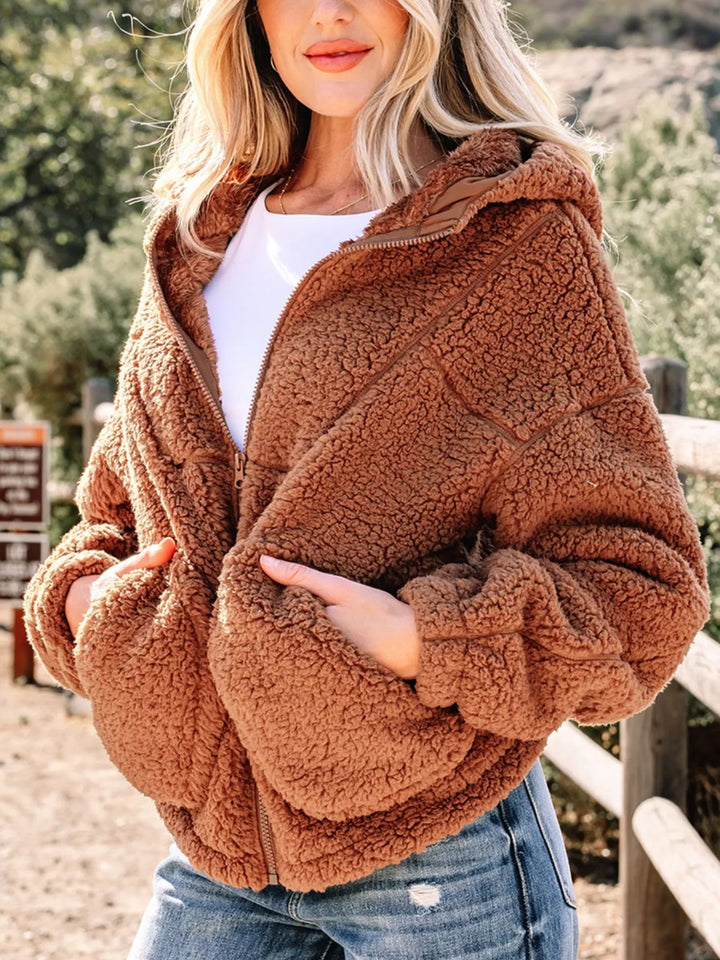 Marjorie Women’s Relaxed-Fit Zip-Up Teddy Jacket