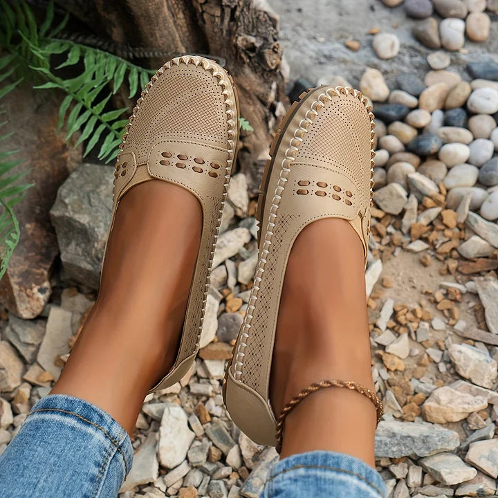 Ariella - Perforated Slip On Loafers