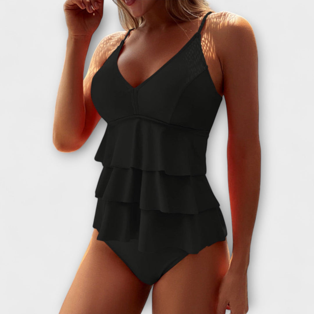 Women's Ruffle-Tiered V-Neck Swimsuit