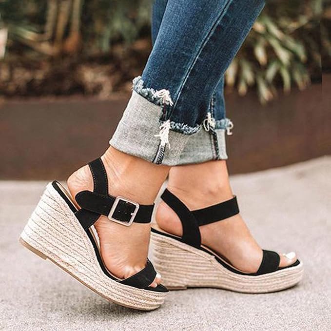 Women's Espadrille Wedge Sandals with Ankle Strap