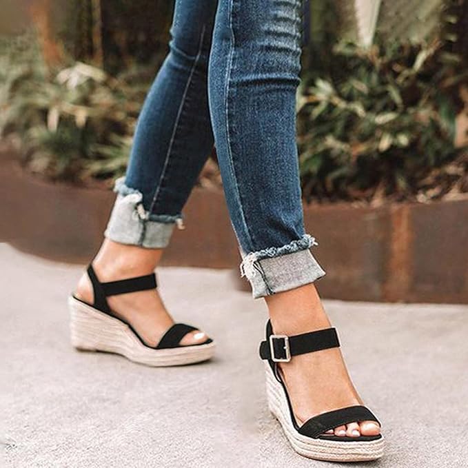 Women's Espadrille Wedge Sandals with Ankle Strap