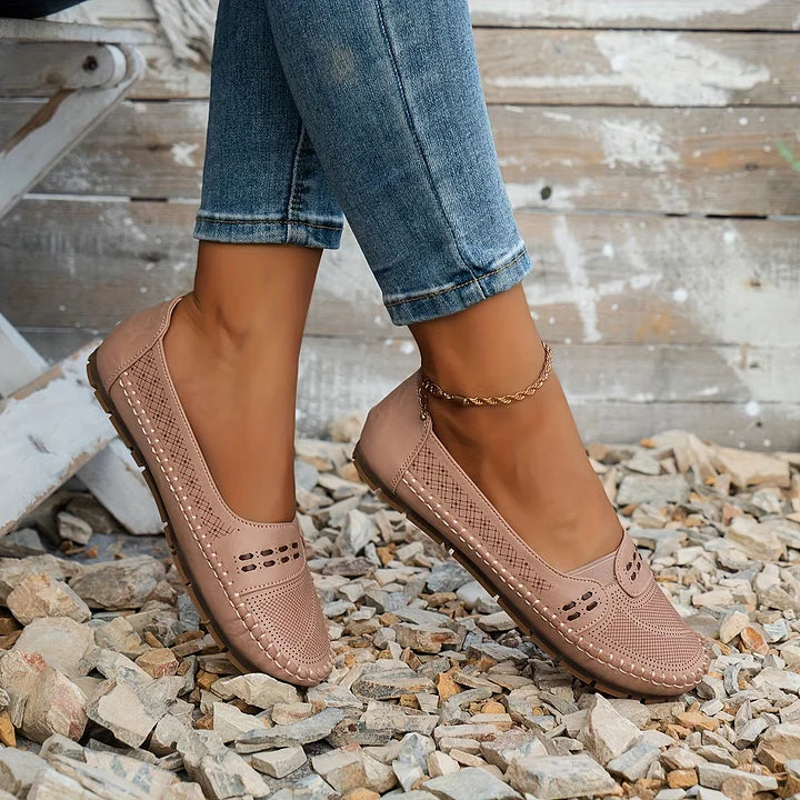 Ariella - Perforated Slip On Loafers