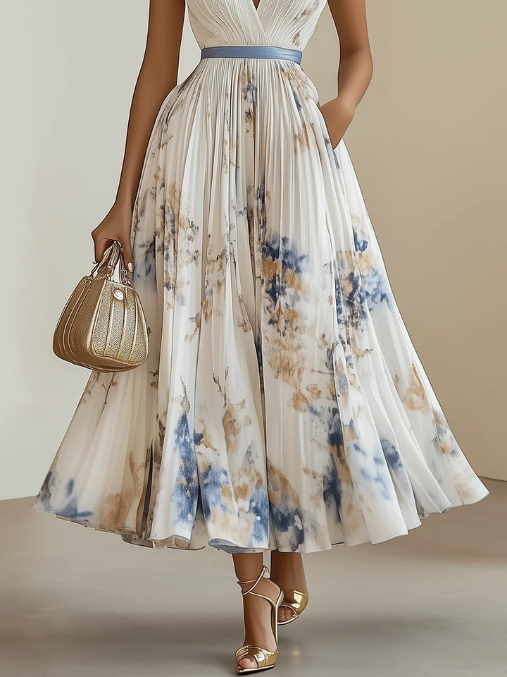 Women’s Brushstroke Pleated Midi Dress