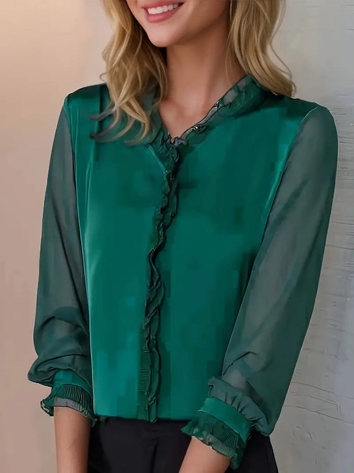 Women's Elegant Long-Sleeve Ruffle Blouse