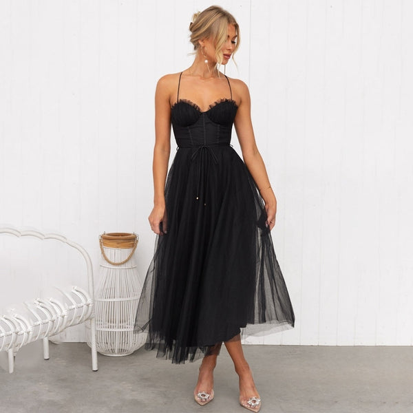 Women's Sleeveless Midi Tulle Dress