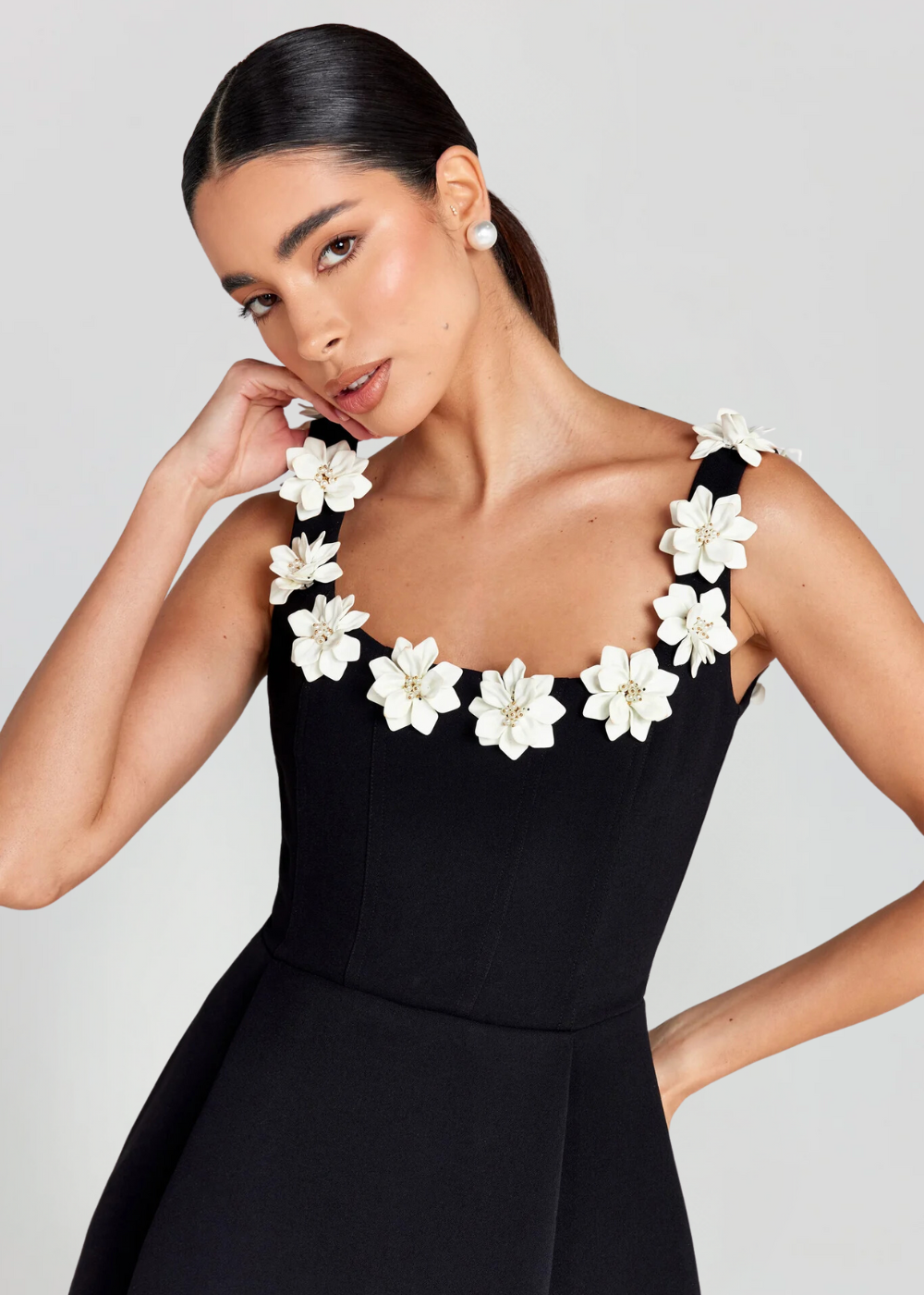 Women’s Floral Appliqué Fit & Flare Mini Dress