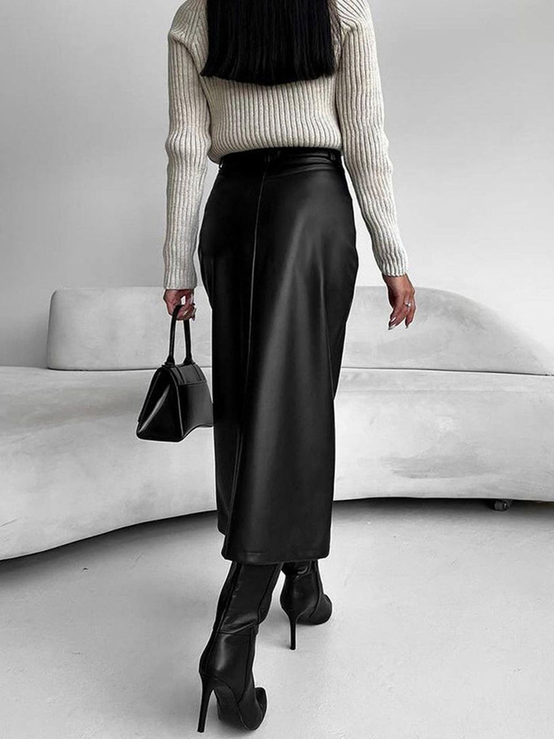 Women’s Elegant Midi Skirt With High Side Slit