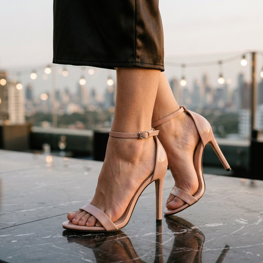 Women's Spike Heel Dress Sandals With Ankle-Strap Closure