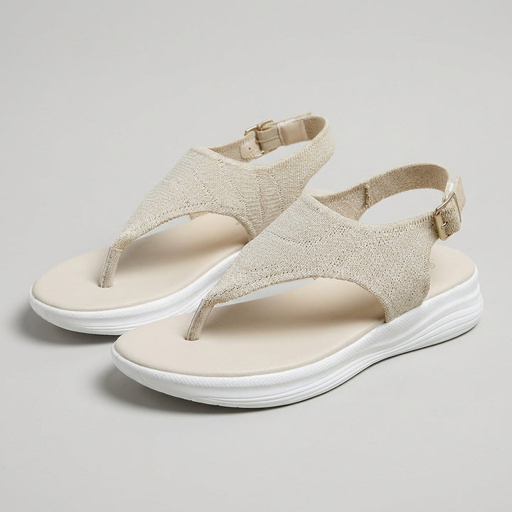 Women's Knit Slingback Platform Sport Sandals With Adjustable Buckle