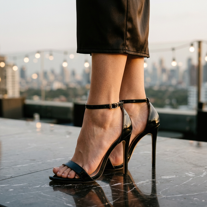 Women's Spike Heel Dress Sandals With Ankle-Strap Closure