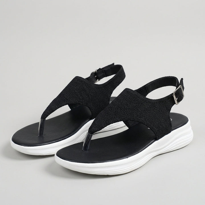 Women's Knit Slingback Platform Sport Sandals With Adjustable Buckle