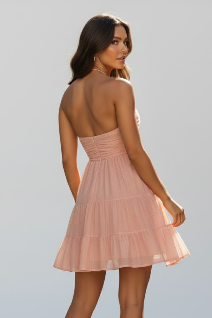 Women's Halter Mini Dress With Tiered Skirt