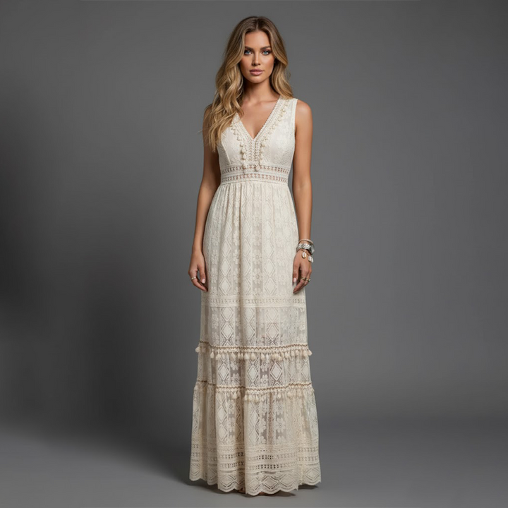 Women's Lace V-Neck Maxi Dress