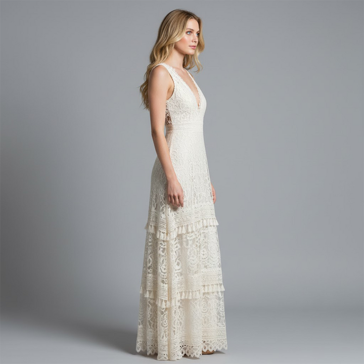 Women's Lace V-Neck Maxi Dress
