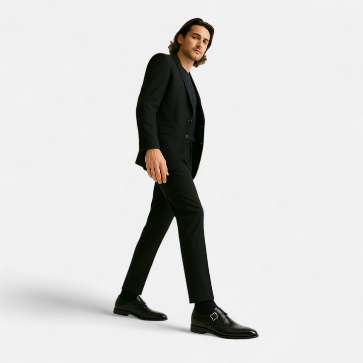 Men’s Monk Strap Dress Shoes - Single Buckle Brogue Detail Formal Loafers