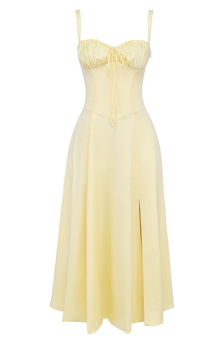 Women's Corset Midi Dress With Flowing Skirt