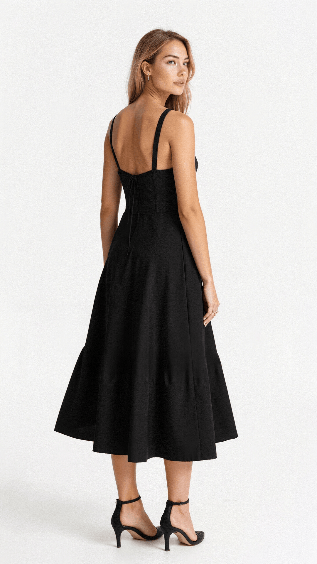 Women's Corset Midi Dress With Flowing Skirt