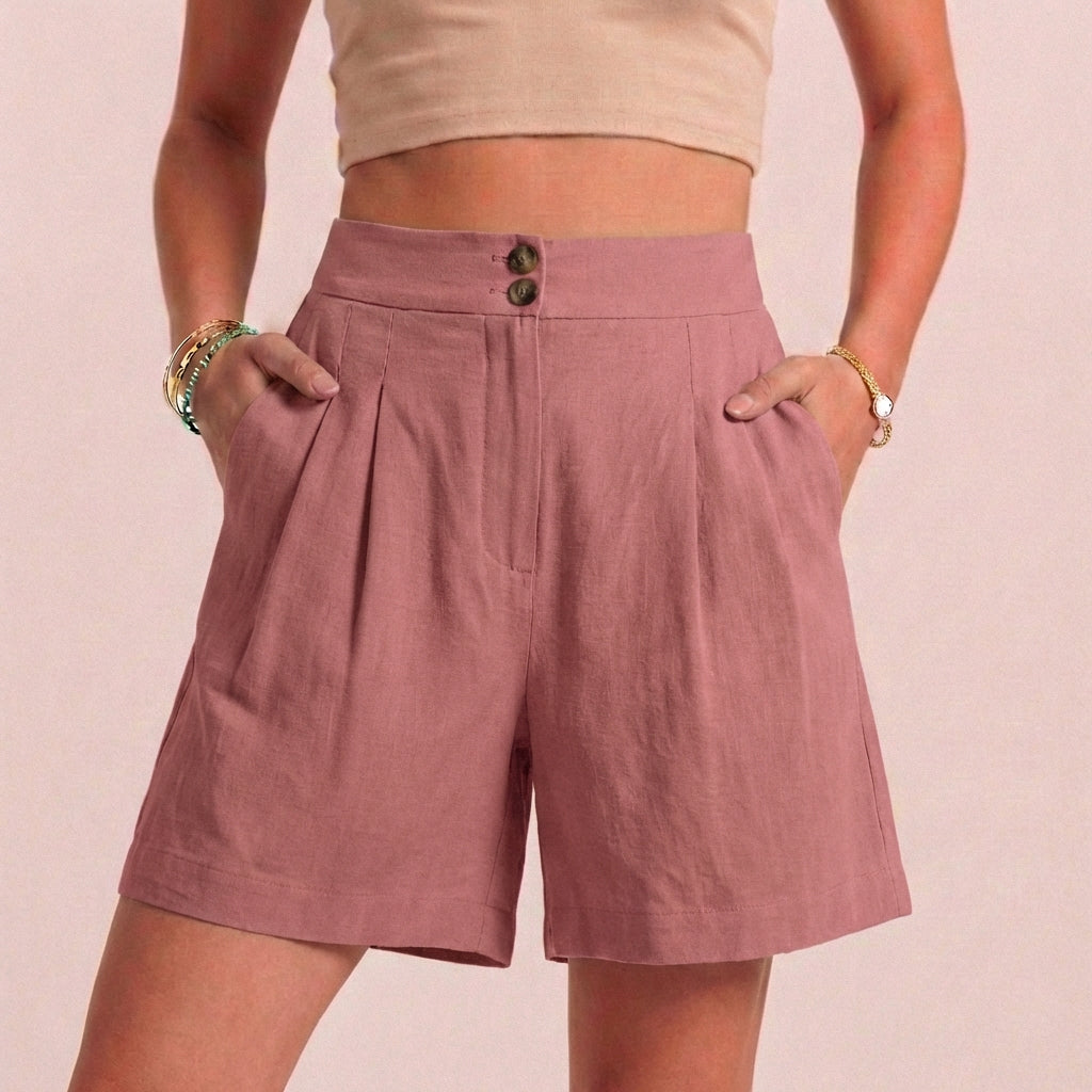 Women's Relaxed Paperbag Waist Shorts With Tailored Side Pockets