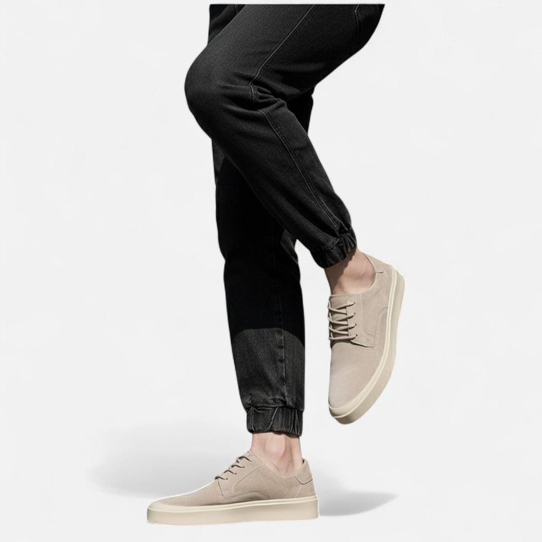 Men’s Textured Casual Sneakers - Low Top Lace-Up Flat Sole Walking Shoes