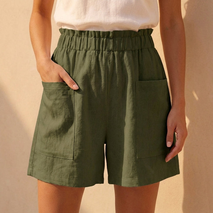 Women's Relaxed Paperbag Waist Shorts With Patch Pockets for Casual Daywear