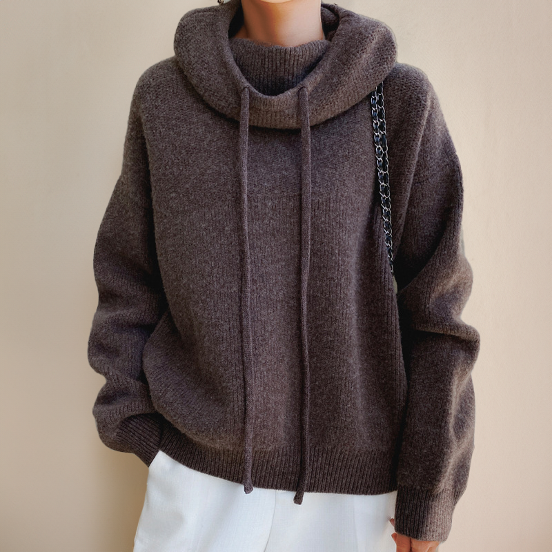 Women's Relaxed Fit Knit Cowl Neck Hoodie
