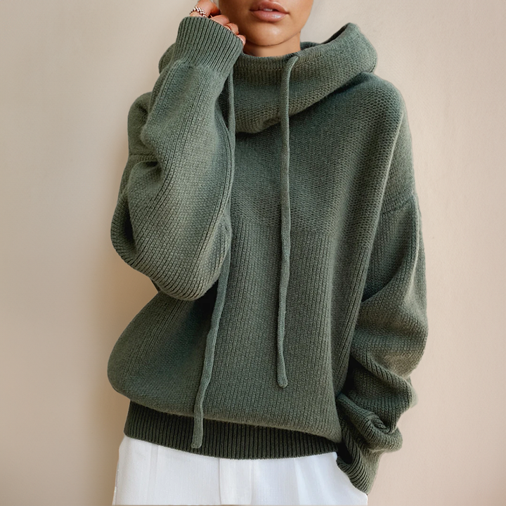Women's Relaxed Fit Knit Cowl Neck Hoodie