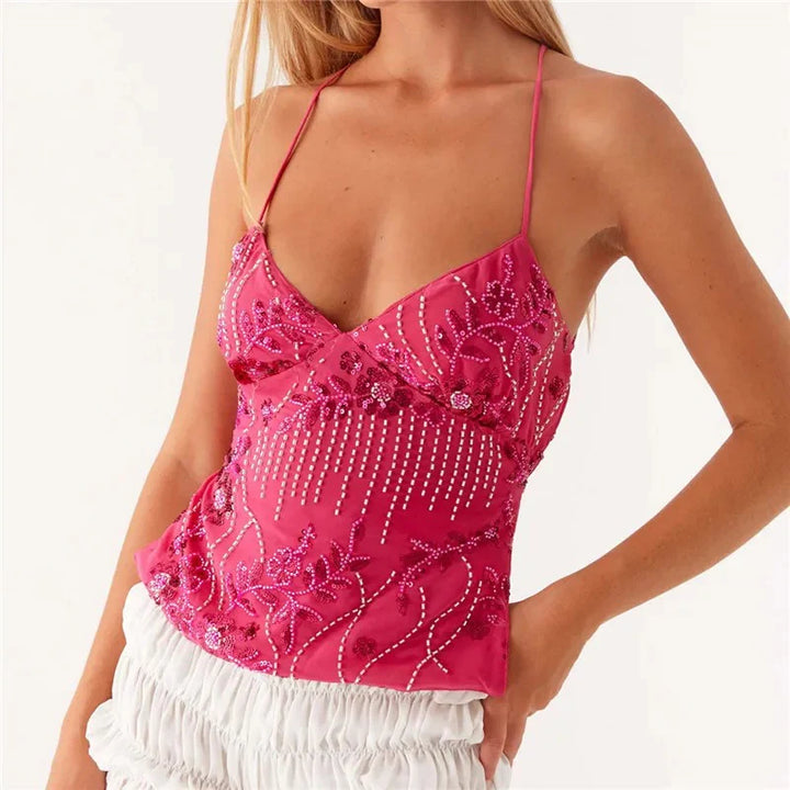 Women’s Beaded Mesh Cami Top