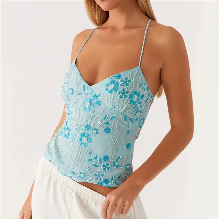 Women’s Beaded Mesh Cami Top