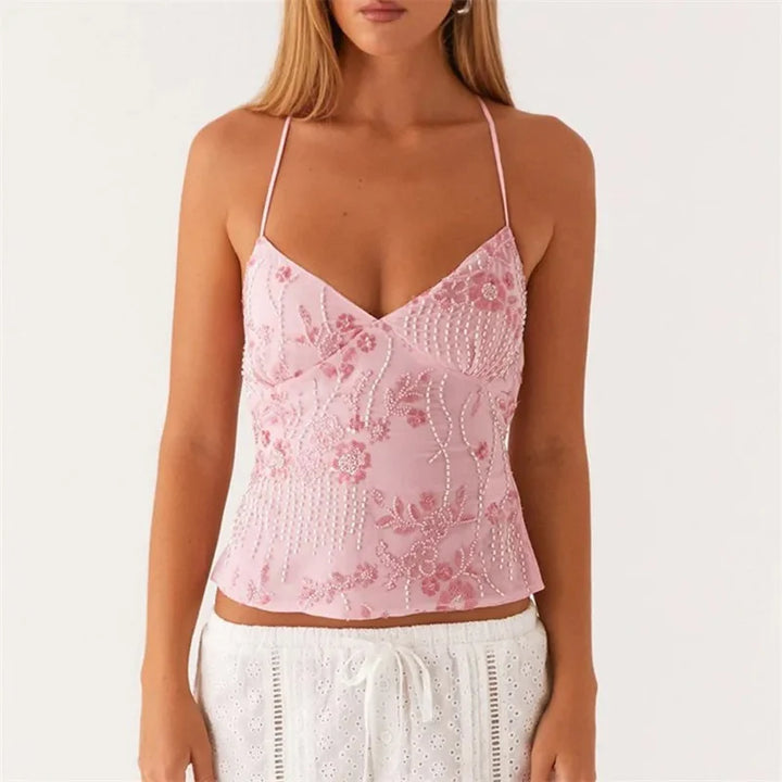 Women’s Beaded Mesh Cami Top