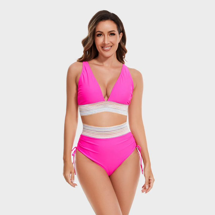 Women's High-Waisted Two-Piece Bikini Swimsuit Set