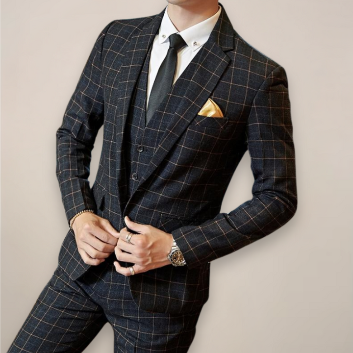 Men's Spring Plaid Three-Piece Suit