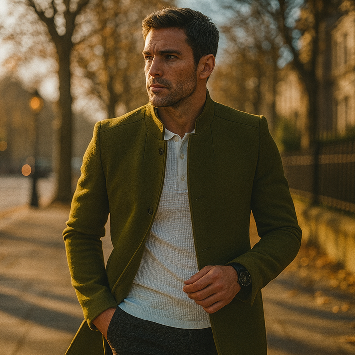 Men's Minimalist Button-Front Winter Coat