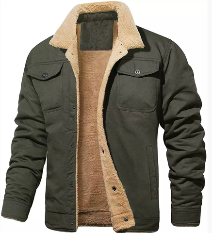 Men’s Shearling Collar Lined Winter Jacket