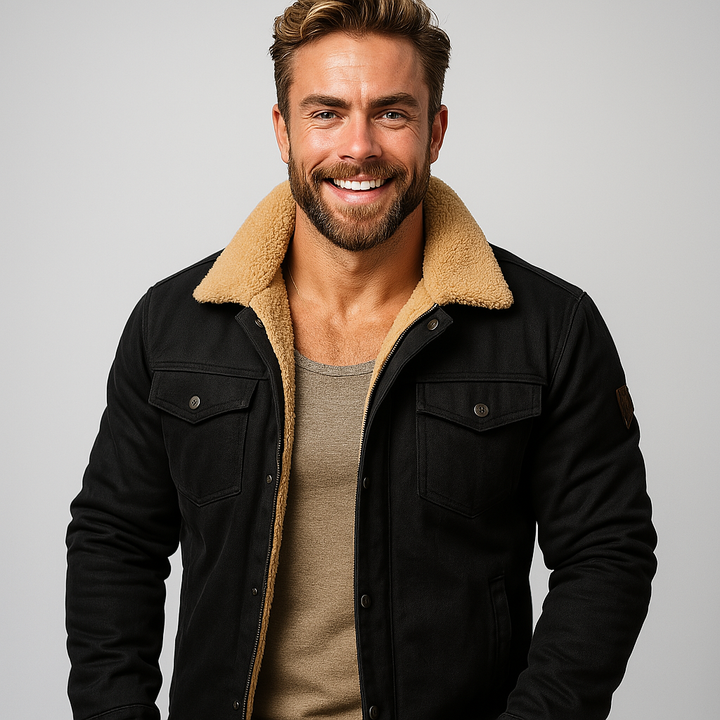 Men’s Shearling Collar Lined Winter Jacket