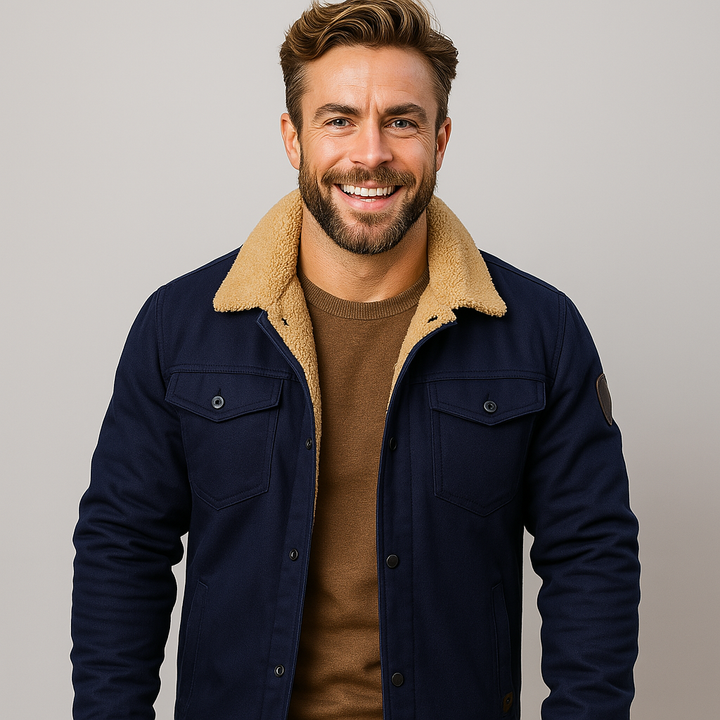 Men’s Shearling Collar Lined Winter Jacket